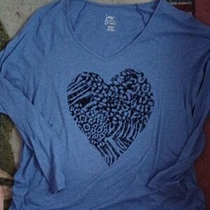 Blue Long Sleeve Top with Heart Design